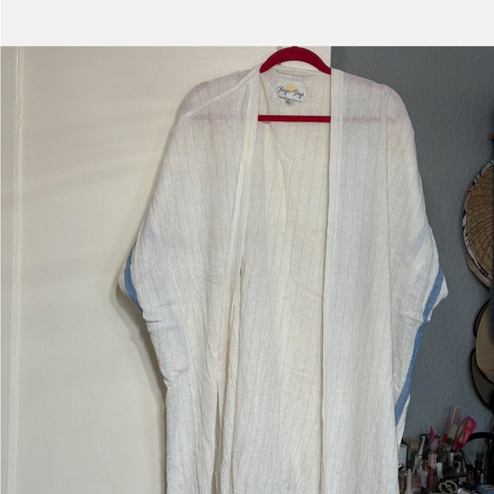 White and Blue Striped Kimono